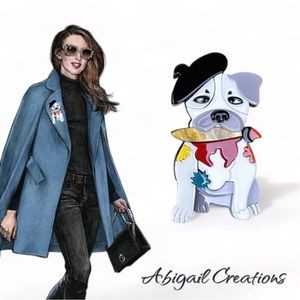 Cute Acrylic Adorable Artist Dog Brooch/Vintage Fashion Pin for Coat or Sweater
